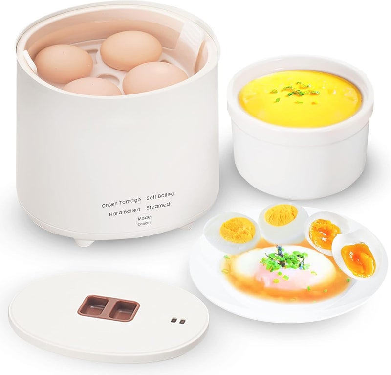 KASTWAVE Rapid Egg Cooker - Electric Egg Cooker With Auto Shut Off And Alarm, Mini Egg Cooker for Steamed, Hard Boiled, Soft Boiled Eggs and Onsen Tamago - Electric Egg Boiler for Home Kitchen - Image 1