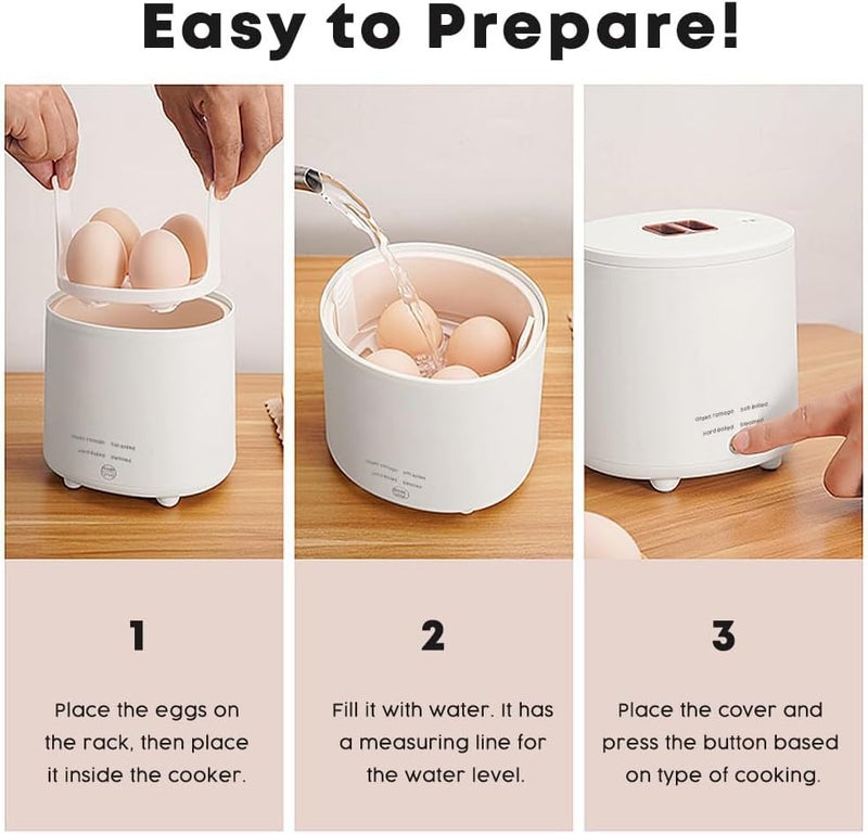 KASTWAVE Rapid Egg Cooker - Electric Egg Cooker With Auto Shut Off And Alarm, Mini Egg Cooker for Steamed, Hard Boiled, Soft Boiled Eggs and Onsen Tamago - Electric Egg Boiler for Home Kitchen - Image 2