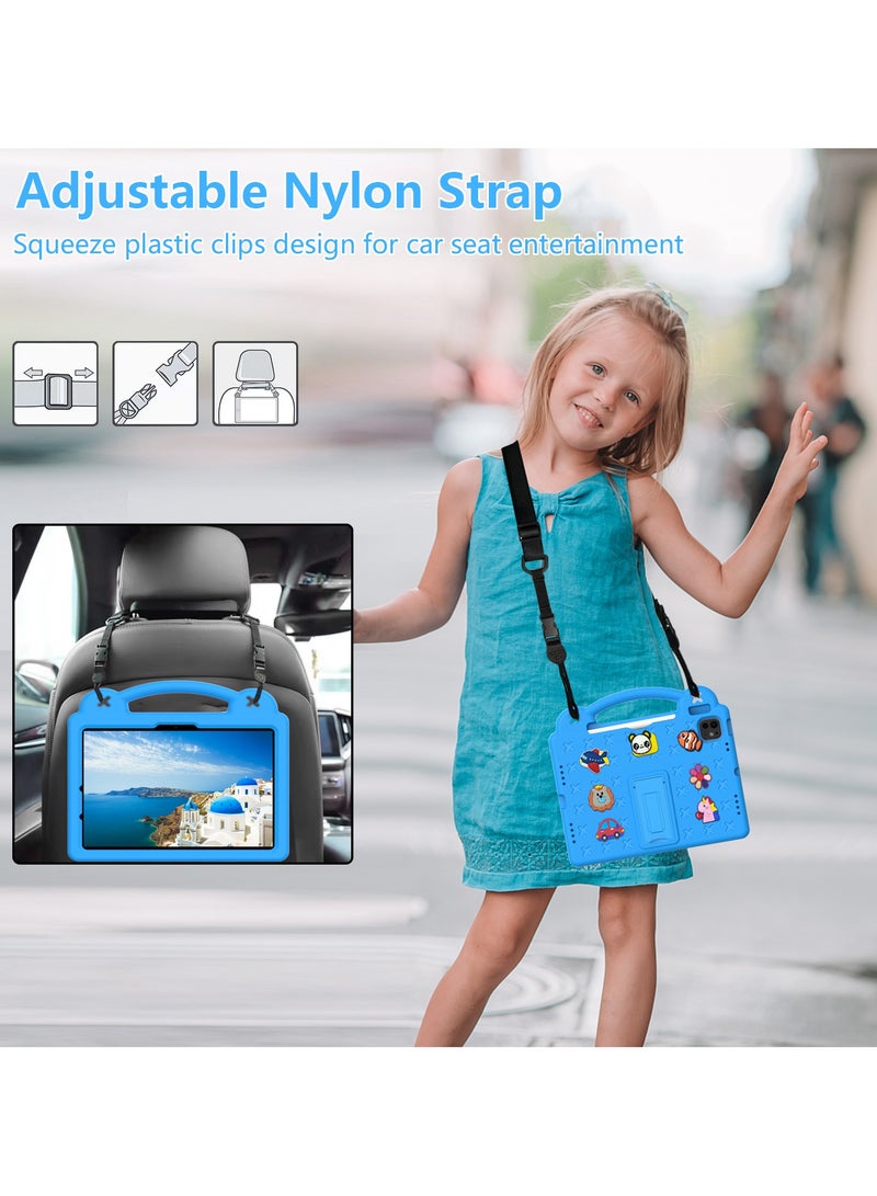 VKL Kids Case Compatible with iPad 11th Generation A16 2025 (11 inch), Shockproof Case with Shoulder Strap and Handle Stand For iPad 11th Gen (Sky Blue) - Image 2
