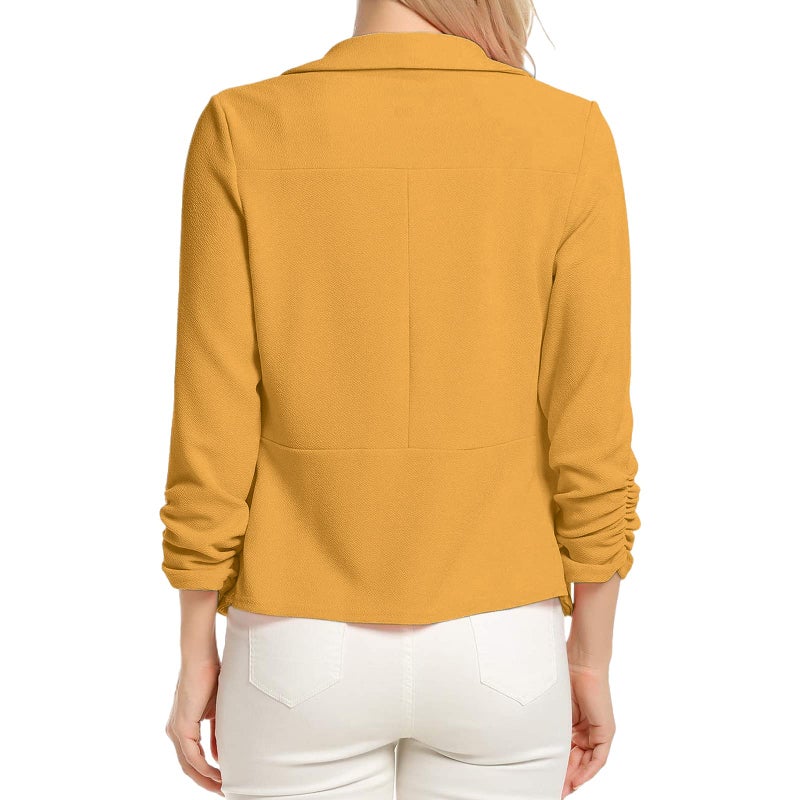 POGTMM Formal Office Stretchy Solid Blazer Outerwear Work Jacket Coat S-XXL (M, Mustard) - Image 5