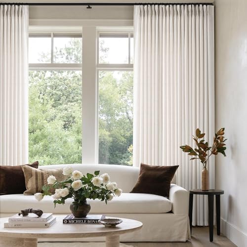 ANRODUO Memory Trained Pinch Pleated Curtains 96 Inches Long, Viral Linen Pinch Pleat Sheer Curtains with Ring Hooks&Clips for Track System, Natural Light Filtering Privacy Curtain 2 Panel Set W70xL96 - Image 5