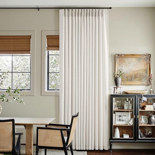 ANRODUO Memory Trained Pinch Pleated Curtains 96 Inches Long, Viral Linen Pinch Pleat Sheer Curtains with Ring Hooks&Clips for Track System, Natural Light Filtering Privacy Curtain 2 Panel Set W70xL96 - Image 1