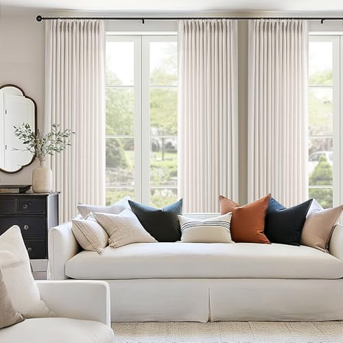 ANRODUO Memory Trained Pinch Pleated Curtains 96 Inches Long, Viral Linen Pinch Pleat Sheer Curtains with Ring Hooks&Clips for Track System, Natural Light Filtering Privacy Curtain 2 Panel Set W70xL96 - Image 4