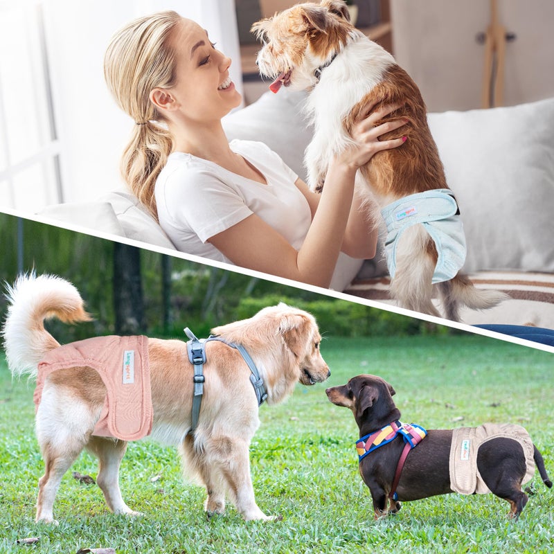 Langsprit Washable Female Dog Diapers (3 Pack) - No Leak Reusable Diapers for Doggy Female in Period - Highly Absorbent Dog Heat Panties with Adjustable Snaps Black S Size - Image 5