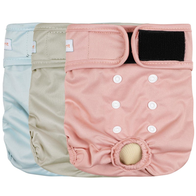 Langsprit Washable Female Dog Diapers (3 Pack) - No Leak Reusable Diapers for Doggy Female in Period - Highly Absorbent Dog Heat Panties with Adjustable Snaps Black S Size - Image 1