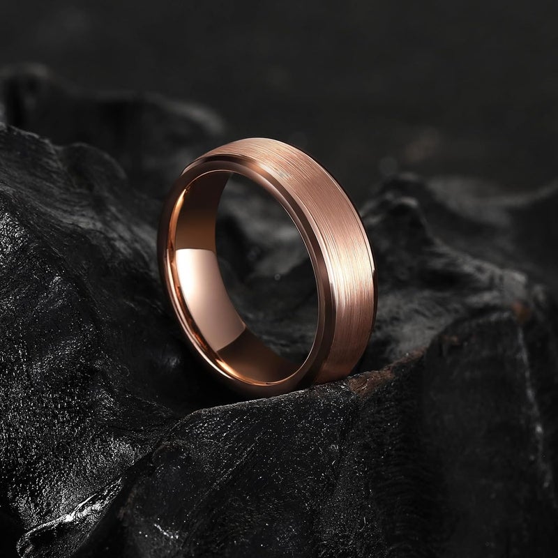 King Will Classic Tungsten Wedding Band for Men, 6/7/8/9/10mm Widths, Polished Finish Step Edge Matte Rings Comfort Fit - Image 3