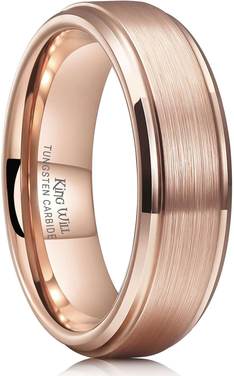 King Will Classic Tungsten Wedding Band for Men, 6/7/8/9/10mm Widths, Polished Finish Step Edge Matte Rings Comfort Fit - Image 1