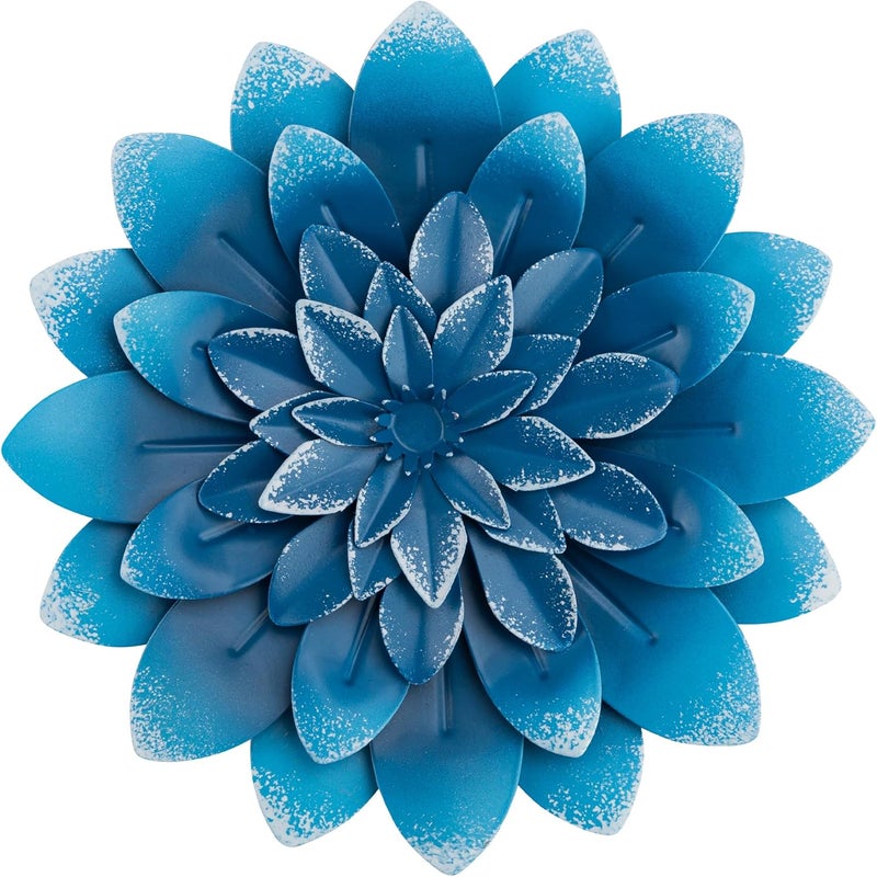 Everydecor Succulent Metal Flowers Wall Decor – Blue, Hand Painted, 3D Flower Art Decoration for Living Room, Bedroom, Kitchen, Bathroom - Floral Decor for Indoor & Outdoor Use - Image 1