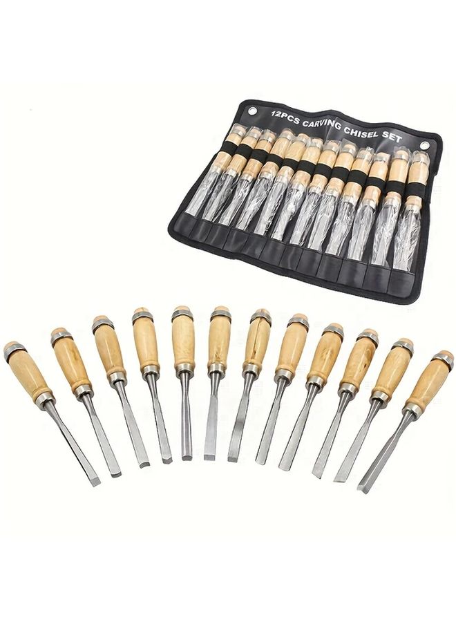 Wood Carving Tool Set 12 Piece With Sharp Blades And Carrying Case For Beginners And Experts - Image 2