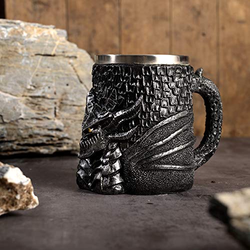 Arola Medieval Dragon Beer Mug, Stainless Steel Coffee Cup Gift Mug for Dragon Collector, Themed Party Decoration,Viking Tankard Drinkware Mug for Coffee/Beverage/Juice 17oz. - Image 4