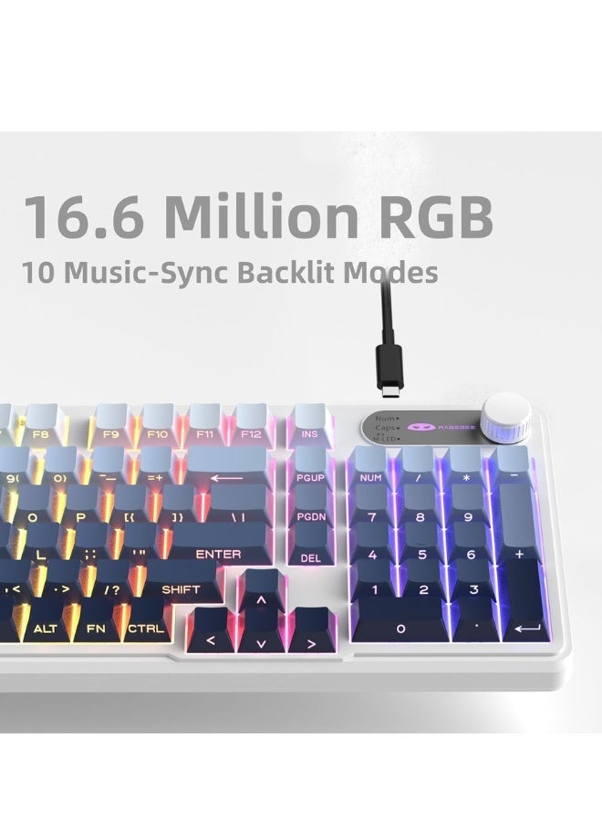 MageGee Keyboard Creamy GK960 98 Keys 95% Layout Keyboards, Type-C Connected Keyboard, Side Engraved ABS Keycaps, for PC/loptop/MAC - Image 5