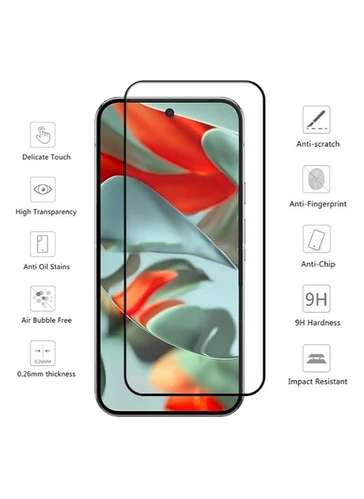 Google Pixel 9 Pro Screen Protector Full Glue Bubble Free Anti-Scratch Anti-Fingerprint 9H Hardness 3D Curved Edge Tempered Glass Screen Protector for Google Pixel 9 Pro 2024 5D Black Glass  - Image 2