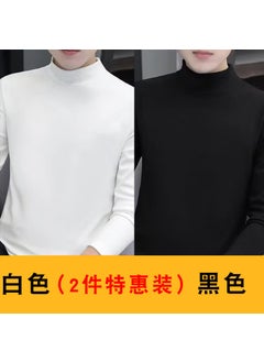 Double-sided Velvet Winter Mens Long-Sleeve Tee White + black [2 special packages]]