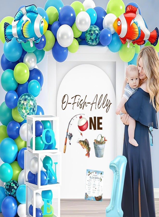 Dvehdbay Ofishally One Birthday Decorations - Ofishally One Decal Sign for Balloons Arch Backdrop, Fishing First Birthday Decorations for Boy, 1 Year Old Wall Decor, 1st Party Supplies Banner for Boy Girl - Image 4