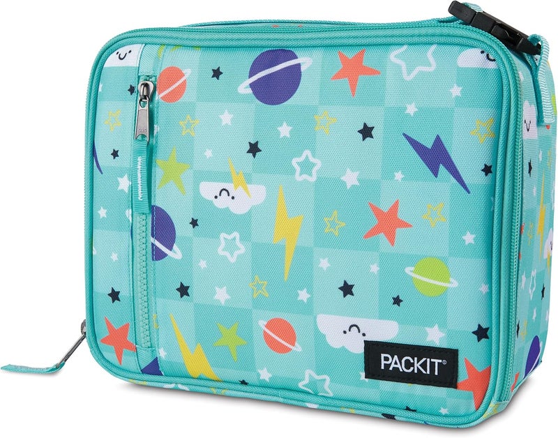 Pac-Kit ® Freezable Classic Lunch Box, Happy Clouds, Built with EcoFreeze® Technology, Fully Freezable, Collapsible, Reusable, With Zip Front Pocket and Buckle Handle, Designed for Fresh Lunch On the Go - Image 1