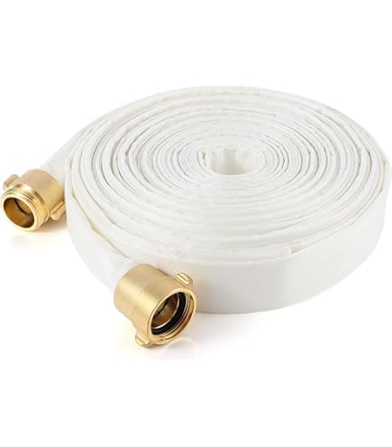 AKW Fire Hose, White, 1-1/2" ID, 500 PSI Burst Pressure, M x F NST Brass Connectors (75 ft.) - Image 1