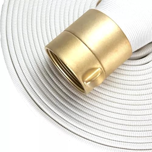 AKW Fire Hose, White, 1-1/2" ID, 500 PSI Burst Pressure, M x F NST Brass Connectors (75 ft.) - Image 2