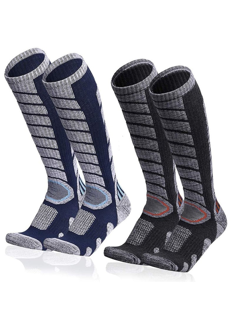 SYOSI Knee High Compression Socks Sports Comfortable Socks Fit Athletic Ski Socks Snowboarding Socks Skiing Calf Socks Winter Long Socks for Women Men Sport Running Travel 2Pairs  - Image 1
