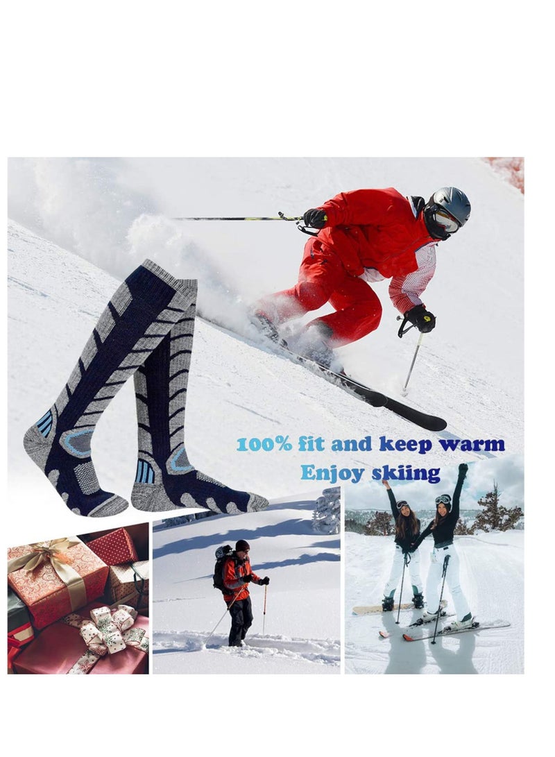 SYOSI Knee High Compression Socks Sports Comfortable Socks Fit Athletic Ski Socks Snowboarding Socks Skiing Calf Socks Winter Long Socks for Women Men Sport Running Travel 2Pairs  - Image 2