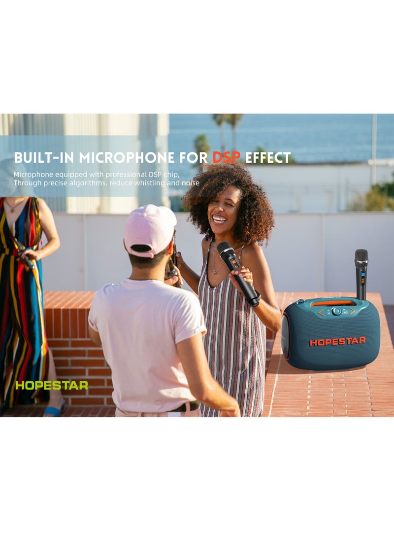 HOPESTAR Party Box 120W Portable Bluetooth Speaker with Dual Wireless Microphones, 200W Fast Charging, IPX6 Waterproof, DSP Chip, 10-Hour Playtime, RGB Lights – Ideal for Outdoor, Karaoke, and Family Gatherings - Image 2