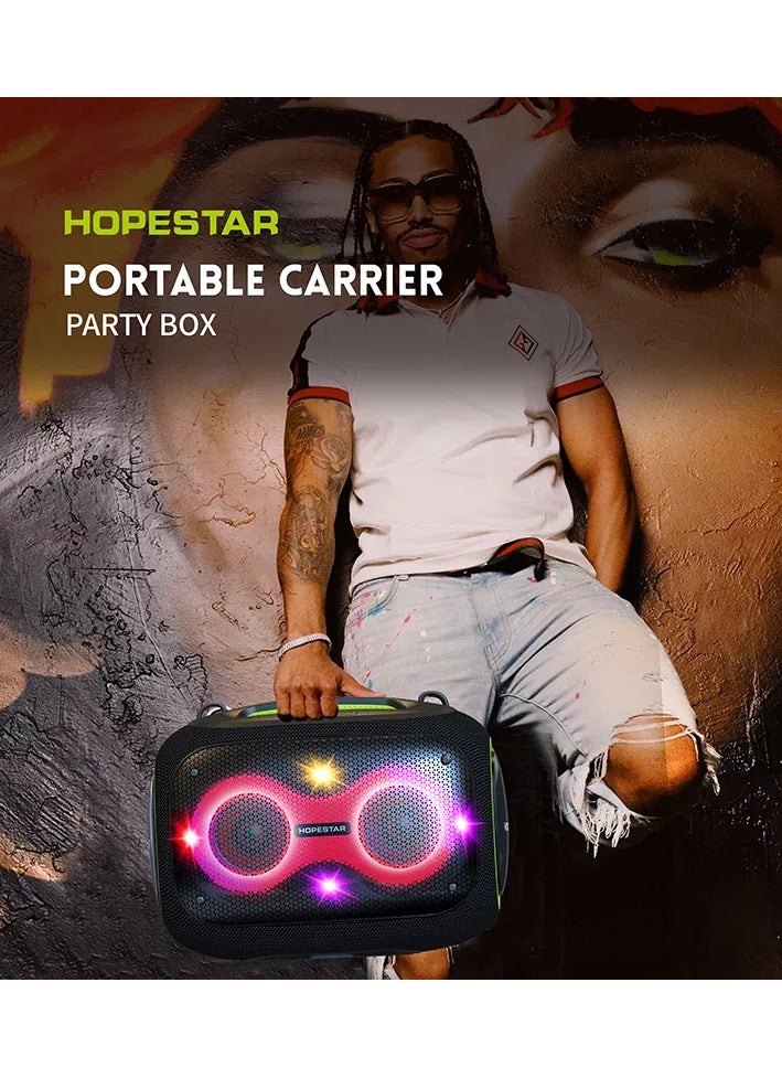 HOPESTAR Party Box 120W Portable Bluetooth Speaker with Dual Wireless Microphones, 200W Fast Charging, IPX6 Waterproof, DSP Chip, 10-Hour Playtime, RGB Lights – Ideal for Outdoor, Karaoke, and Family Gatherings - Image 5
