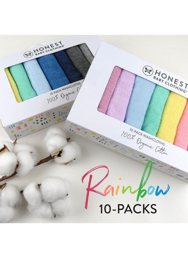 HonestBaby 10-Pack Organic Cotton Baby-Terry Wash Cloths, Rainbow Blues, One Size  - Image 5