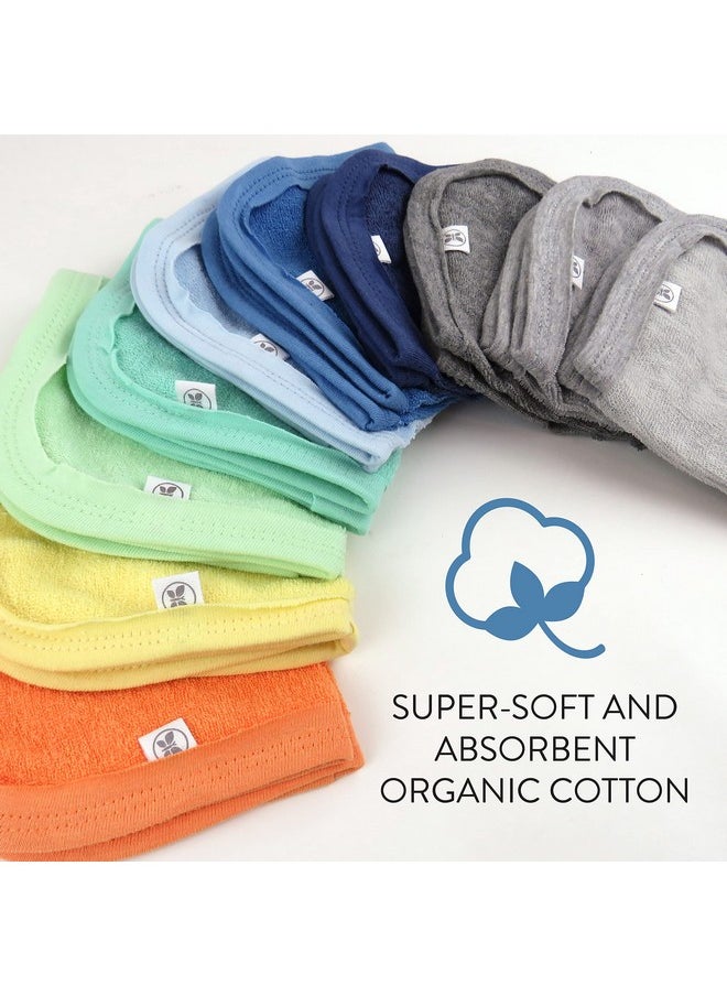 HonestBaby 10-Pack Organic Cotton Baby-Terry Wash Cloths, Rainbow Blues, One Size  - Image 4
