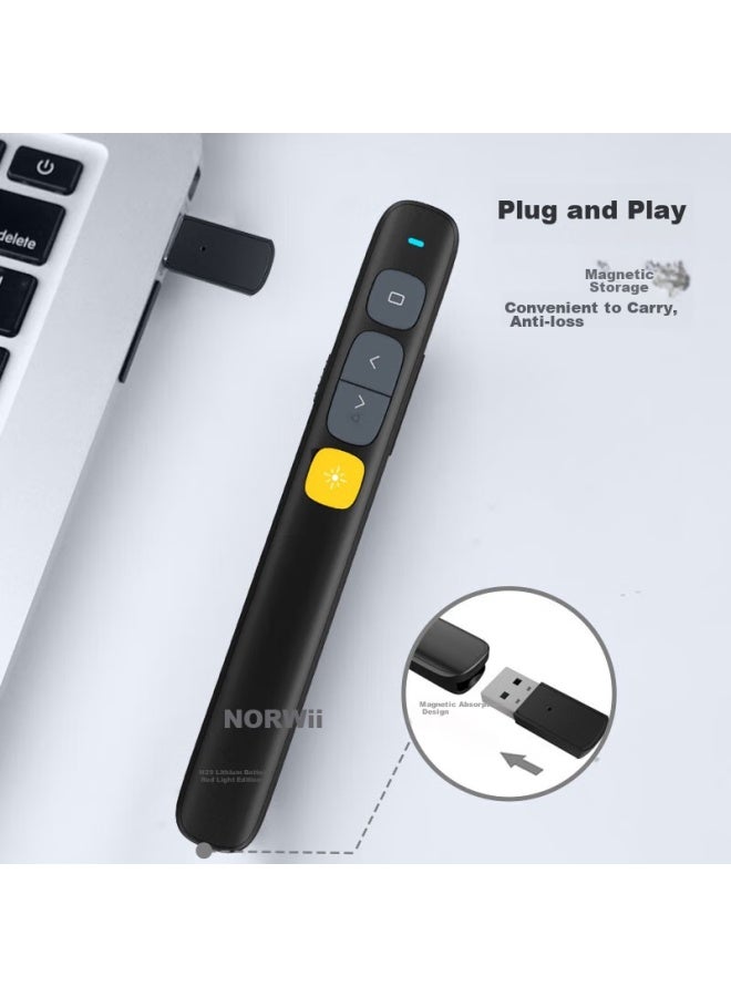 Norwii N29 Laser Pointer, Red Light Ppt Page Turner, Rechargeable Model, 100-meter Remote Control Pen, Teacher's Teaching Demonstration Pen With 32gb Usb Drive Storage, Classroom Pointer, Presentation Projector, Black - Image 4