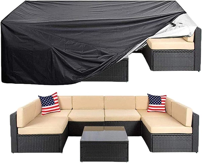 DD FC Patio Furniture Covers,Outdoor Furniture Covers Waterproof, Upgraded Tear-Resistant 210D Yarn-Dyed Oxford Large Rectangular Patio Table Cover (325 * 208 * 58CM) - Image 1