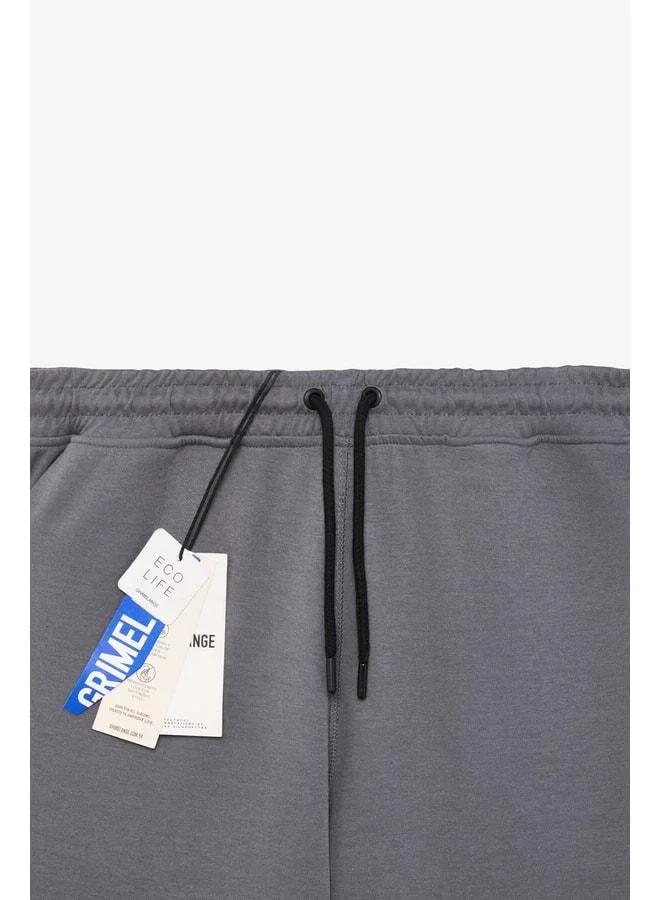 GRIMELANGE BORLAND Men's Elastic Waist Corded Side Pocket Relaxed Fit Grey Sweatpants.
