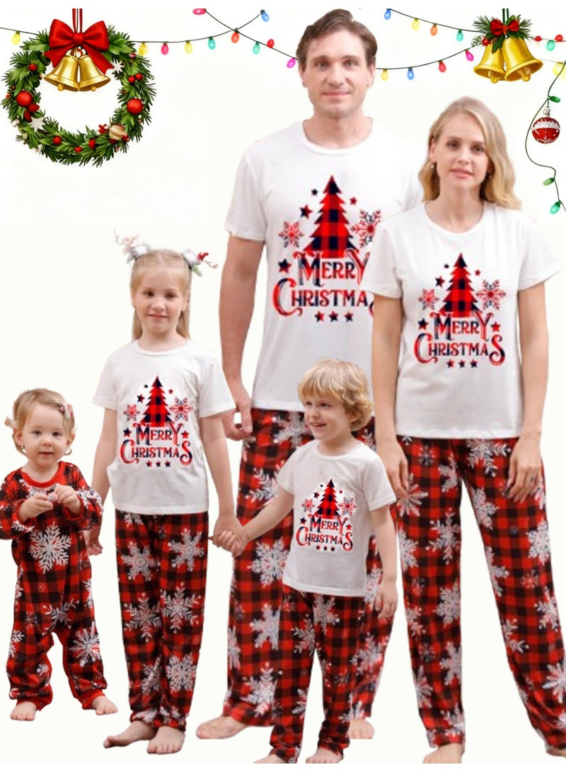 VUCATIN بيجامات عائلية متناسقة لعيد الميلاد للأطفال، ملابس متناسقة للعطلات، بيجامات طويلة الأكمام للوالدين والطفل للمنزل، مناسبة للنساء والرجال والأطفال (الأطفال) - Image 1