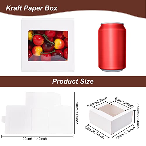 BENECREAT 18Packs 47x47x24inch Clear PVC Square Window Gift Boxes White Kraft Paper Present Boxes for Baby Showers Weddings Birthday Parties - Image 3