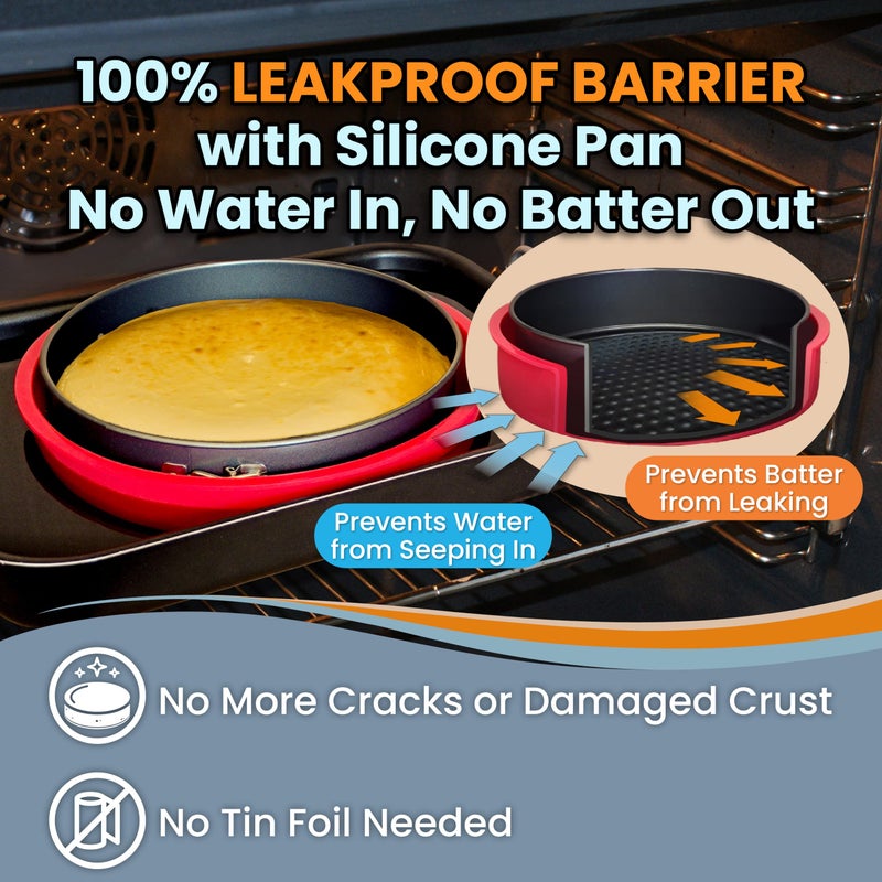PETÃTS DESSERTS Springform Pan 9 Inch NONSTICK - Cheesecake Pan with Silicone Sleeve â€“ NO LEAKS in Water Bath - No Foil Wrap Needed - Easy Cake Release â€“ Sturdy Build - Heavy-Gauge Carbon Steel 0.4 mm - Image 3