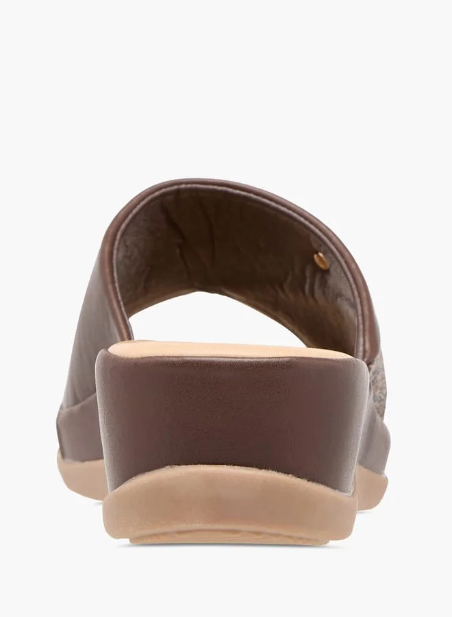 Flora Bella By Shoexpress Women Monogram Print Slip-On Sandals with Wedge Heels