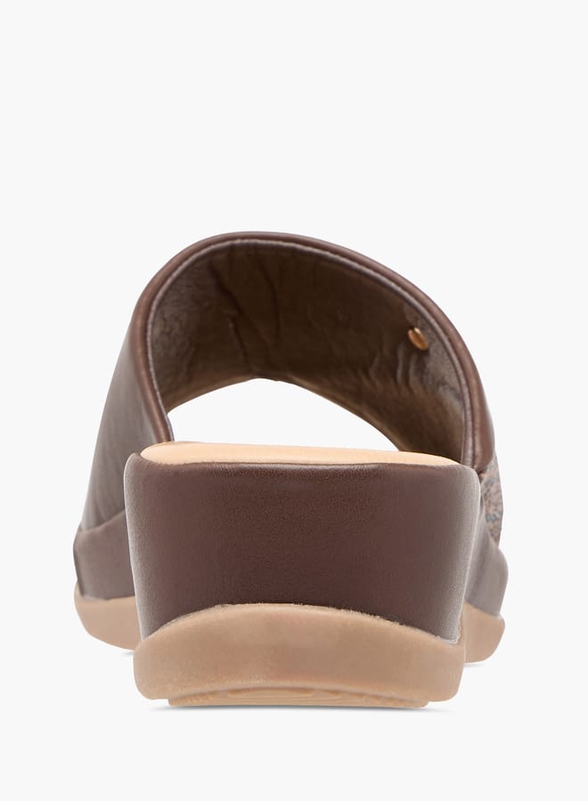 Flora Bella By Shoexpress Women Monogram Print Slip-On Sandals with Wedge Heels  - Image 5