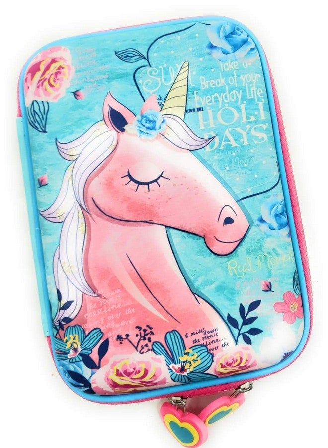 PARTEET Multipurpose Stylish Large Capacity Hardtop Eva Pencil Case Organizer, Pen Holder Pouch (Sky Blue) - Image 1