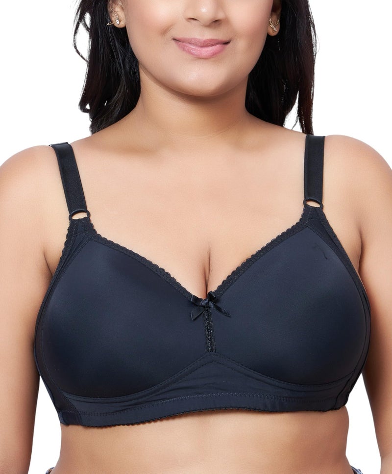 PLUMBURY Women's Polyester Full Coverage Plus Size Padded Everyday Bra, Black,Size 42B - Image 1