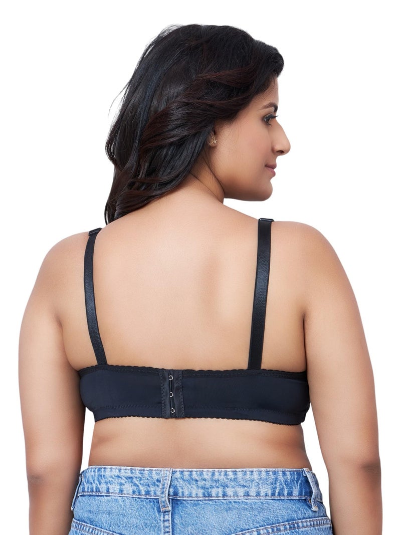 PLUMBURY Women's Polyester Full Coverage Plus Size Padded Everyday Bra, Black,Size 42B - Image 3