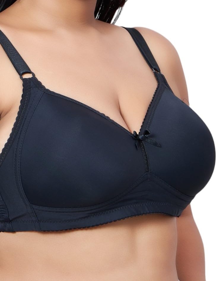 PLUMBURY Women's Polyester Full Coverage Plus Size Padded Everyday Bra, Black,Size 42B - Image 5