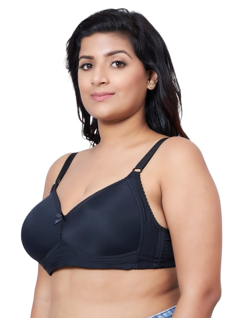 PLUMBURY Women's Polyester Full Coverage Plus Size Padded Everyday Bra, Black,Size 42B - Image 2