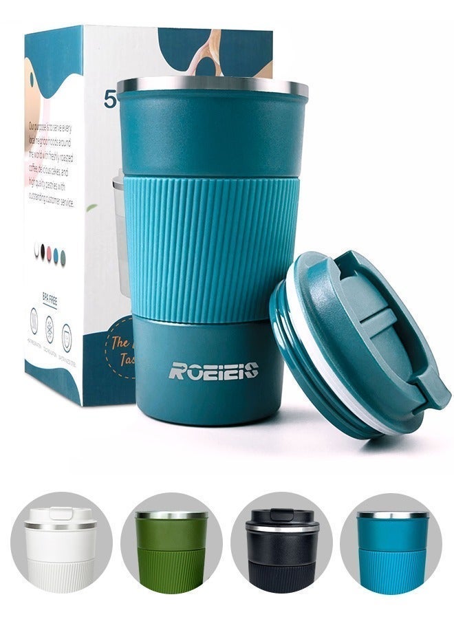 كوب قهوة 510ML فراغ قابل لإعادة الاستخدام مانع للتسرب ذو جدار مزدوج عازل من الفولاذ المقاوم للصدأ صديق للبيئة للسفر والمكتب، مناسب للشاي الساخن والمشروبات الباردة