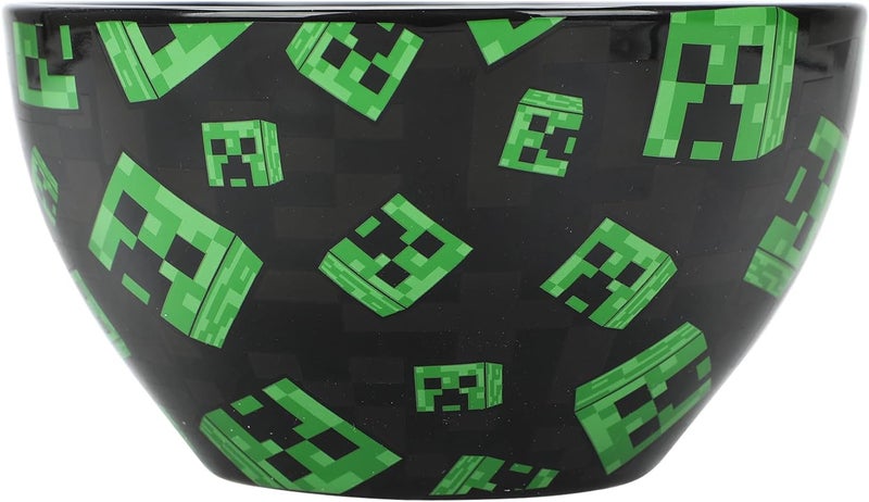 Bio World Minecraft Creeper Faces 20 Oz Black Ceramic Ramen Bowl With Plastic Chopsticks - Image 5