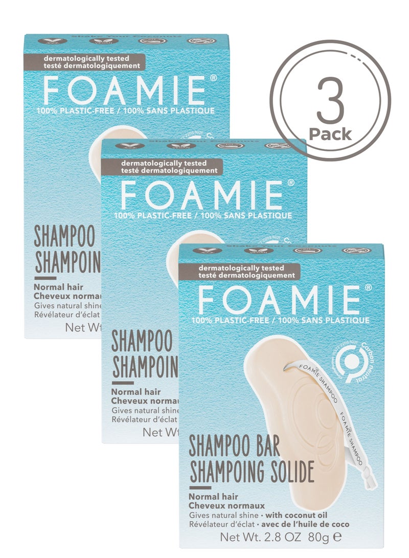 FOAMIE Coconut Shampoo Bar for Normal Hair Pack of 3 - Image 1