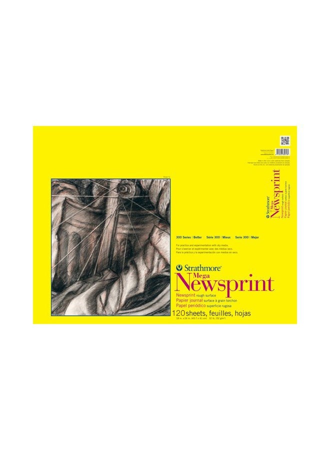 300 Series Newsprint Paper Pad, Tape Bound, 14x17 inches, 50 Sheets (32lb/52g) - Art Paper for Adults and Students - Practice Sketching with Charcoal, Graphite and Pencil