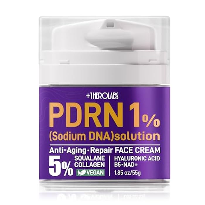 +1HEROLABS PDRN Anti-Aging Face Moisturizer Cream with 5% Squalane,100% Pure PDRN Salmon DNA,Hyaluronic Acid & B5, Firming, Hydrating, Moisturizing Repair Face & Neck Skincare Cream for All Skin,1.85 Fl Oz - Image 1