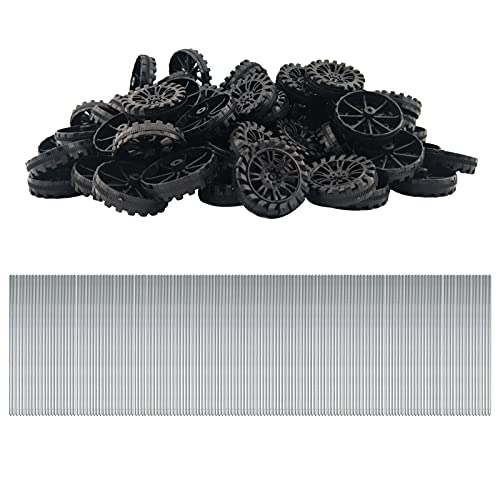 EUDAX 300 PCS 30mmx8mm Plastic Roll 2mm Dia Shaft Toys Wheel and 2mmx100mm STEM Shaft Round Rod Axles for DIY Toy RC Car Truck Boat Helicopter Model Part Building Projects (Black) - Image 1