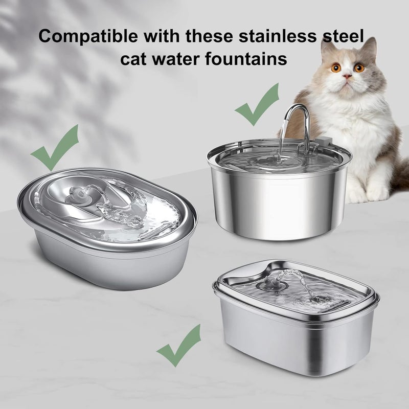 Cirfifth 8 Cat Water Fountain Filters with 8 Sponges Replacement Filters for Stainless Steel Pet Fountain - Image 2