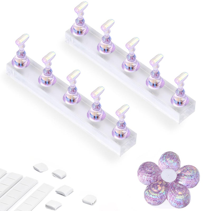Etercycle Nail Stand Acrylic Nail Art Display Stand Practice Nail Holder for Painting Nails Magnetic Practice Stands with Reusable PuttyPurple