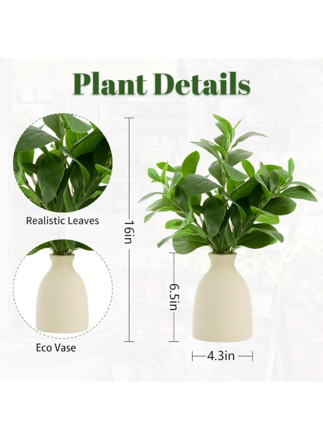 16" Artificial Potted Eucalyptus Plant with Vase, Realistic Greenery for Indoor Home Office Decor - Image 3