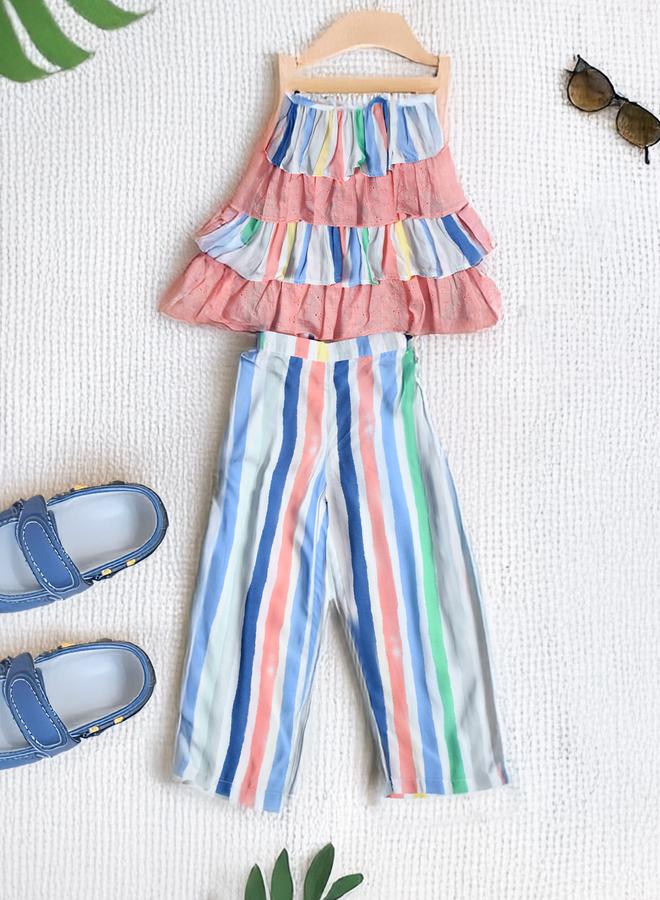 BELLA MODA Bella Moda Printed Layered Strappy Top and Pants Set  - Image 1